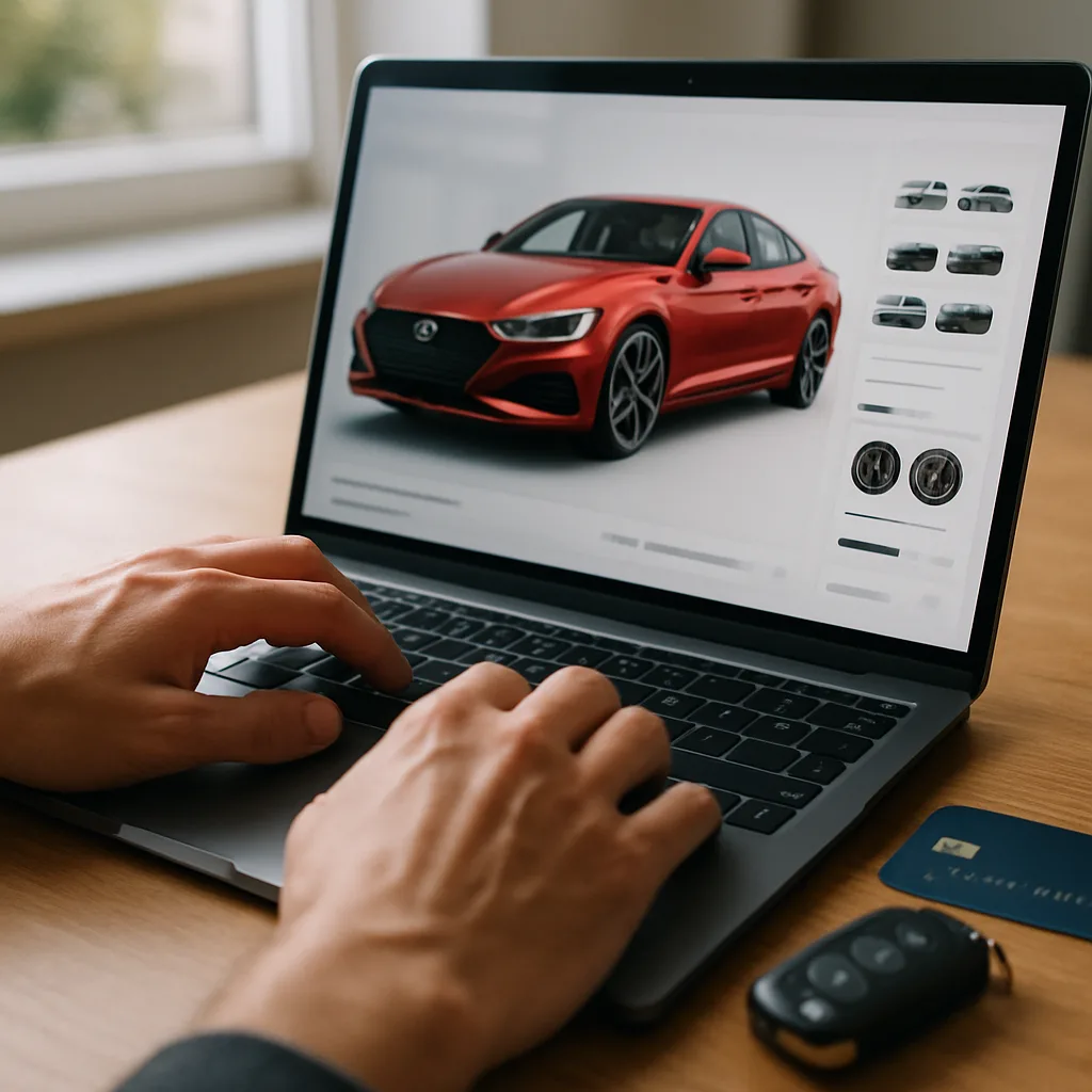 Processus d'achat de voiture en ligne avec financement sur Internet